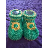 Green & Yellow Baby Booties